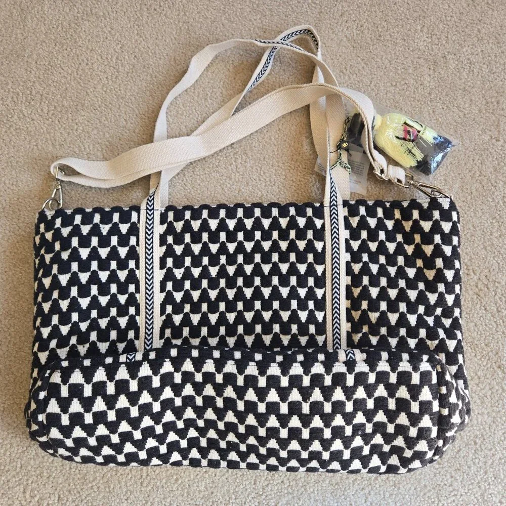 NWT America & Beyond Embellished Beaded Embroidered Tote--Midnight Butterflies